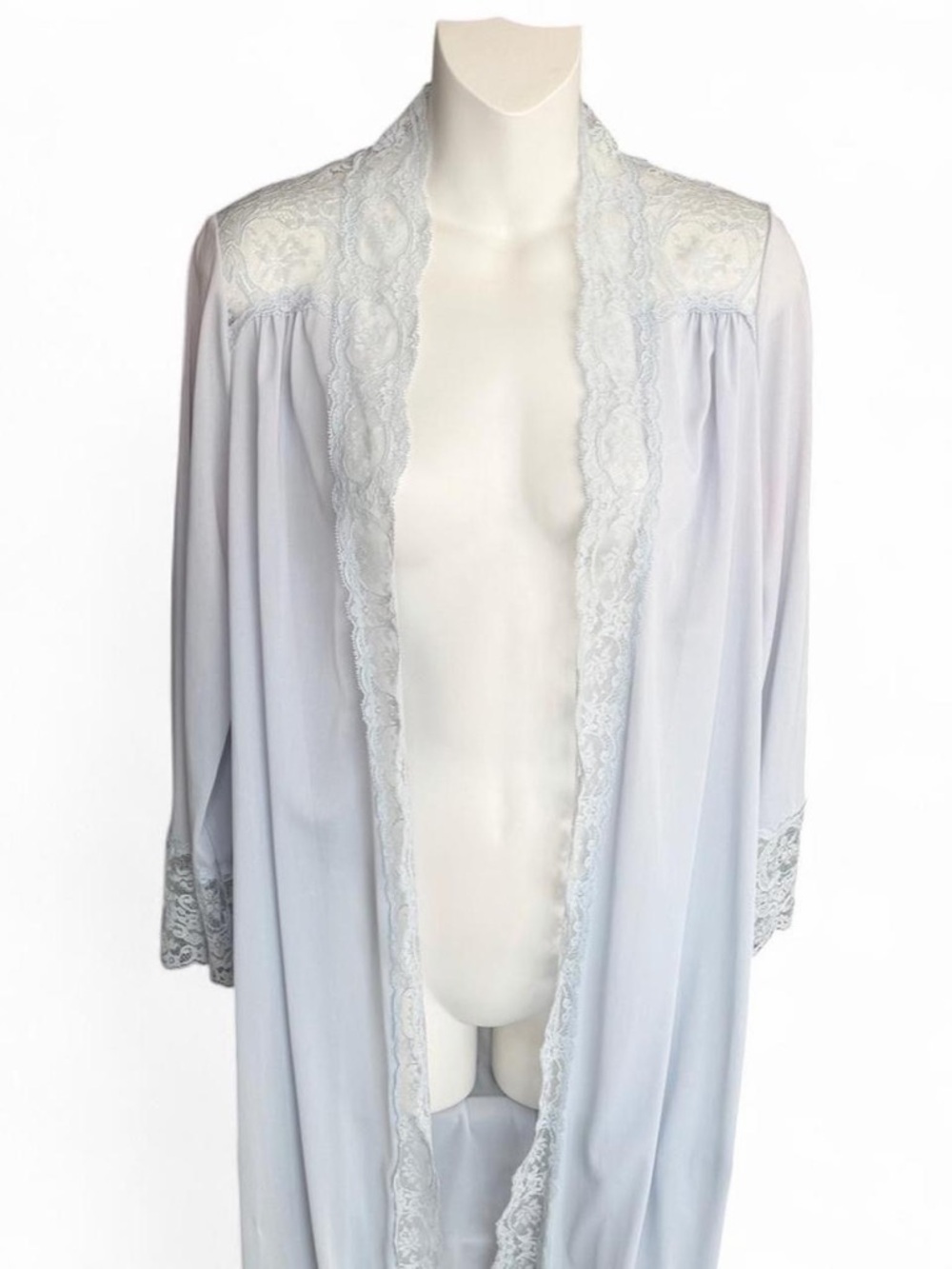 Women's Light Blue Lace-Trim Robe - Elegant Lounge Wrap